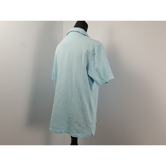 Visconti Black 1/4 Button Polo Shirt Mens XL Blue w/ Print Jacquard Interlock - Picture 5 of 7